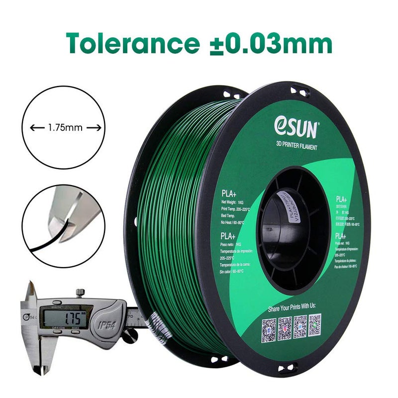 eSUN PLA PRO (PLA+) 3D Printer Filament, Dimensional Accuracy +/- 0.03mm, 1kg Spool, 1.75mm, Pine Green, Pantone 343C - Image 4